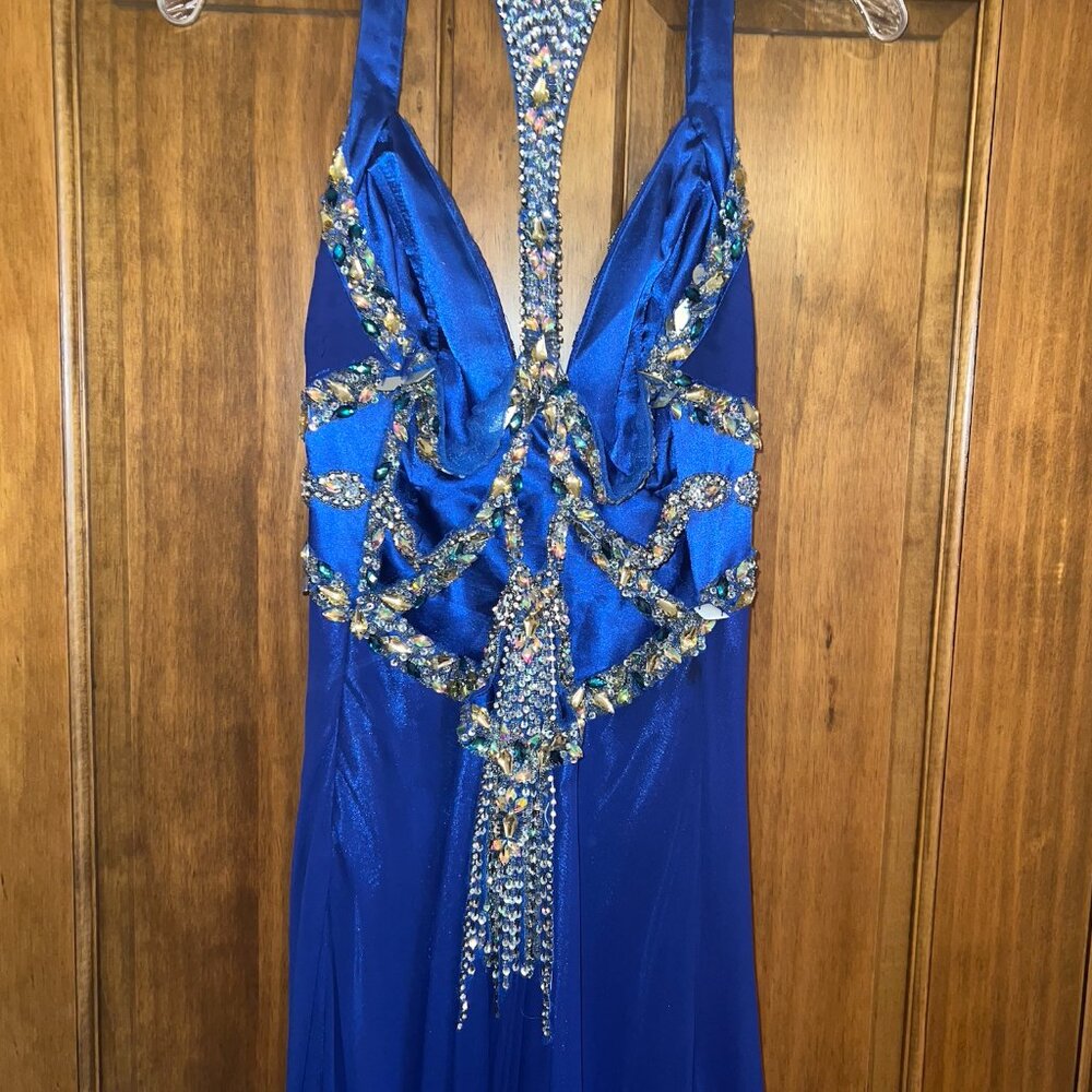 Royal Blue Prom Dress Halter Neckline, Pageant Dress, Evening Dress, Dance Dresses C1815